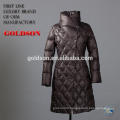 Latest Female Long Down Jacket with Fashion Cutting and Stand Collar
